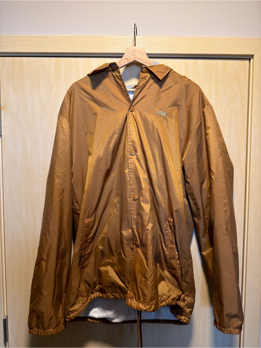 Vans Coach Jacket Men’s XL Golden Brown Snap Button Hooded